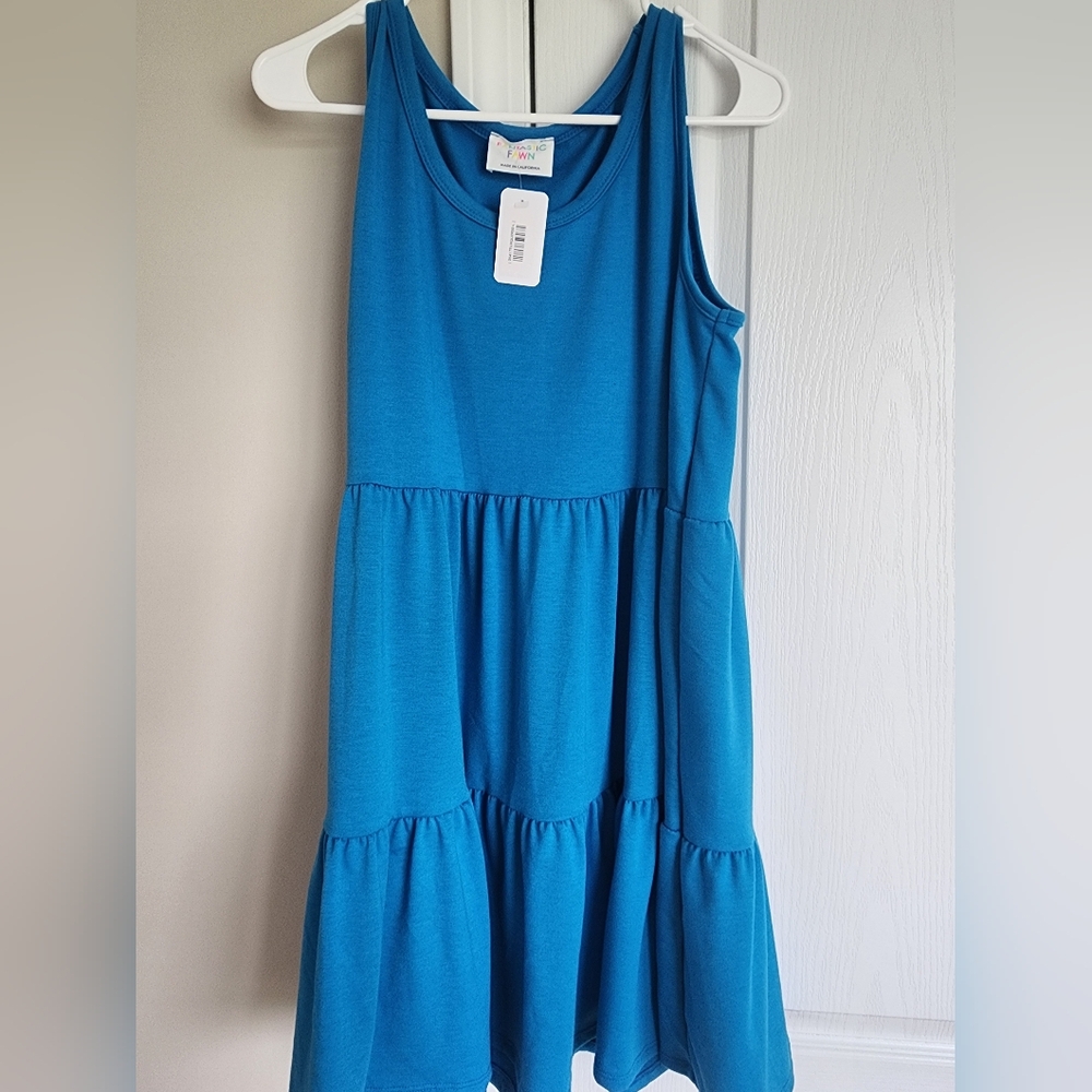 NWT Fantastic Fawn Turquoise Blue Dress Boutique Ruffle Babydoll Large Summer